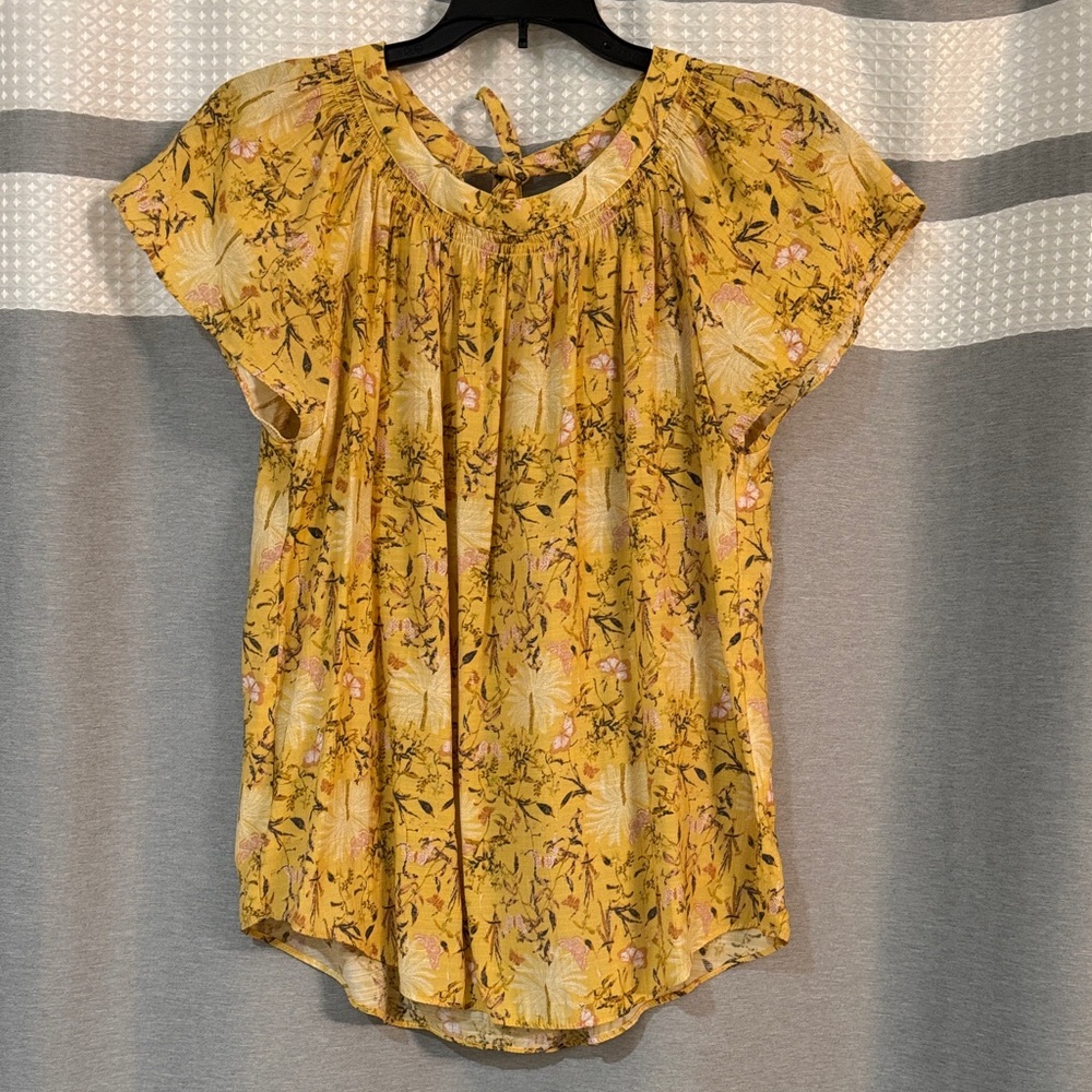 LC Lauren Conrad Yellow Floral Blouse